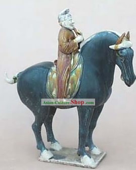 Chinois classique Archaized Tang San Cai Statue-Tang Dynasty équitation affaires