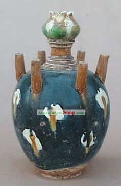 Chinois classique Archaized Tang San Cai Statue-Six Jar Tubes