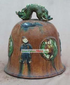 Chinois classique Archaized Tang San Cai-Dragon Statue de Bell Bouton en forme