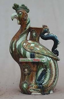 Chinois classique Archaized Tang San Cai Statue-Phoenix Kettle