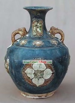 Chinois classique Archaized Tang San Cai-Statue Dynastie Song Amphora Jar