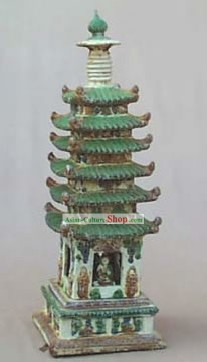Chinois classique Archaized Tang San Cai Statue Tour-Sarira