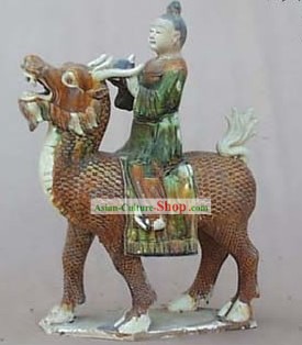 Clásico chino Tang San Cai archaized Estatua Kylins