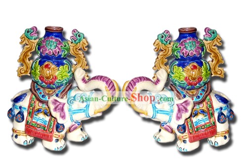 Chinese Ceramica-Elefante Cochin con bottiglia ricchi