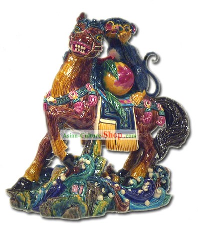 Chinese Cochin Ceramica-Monkey equitazione a cavallo (significa essere promossi dal boss)