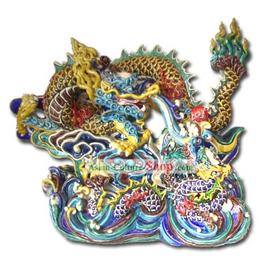 Chinese Ceramica-Two Cochin Dragons giocare a palla