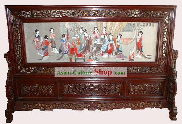 Chinoise main classique en double-face broderie artisanale-Palais femmes de la dynastie Tang