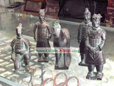 中国兵馬俑の戦士陶器セット（5彫像）