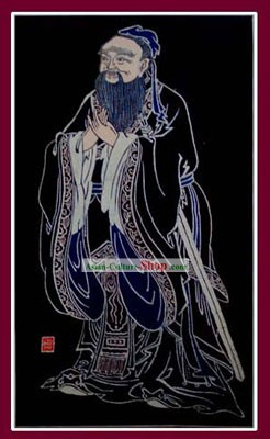 China Hand Made Batik suspendus par Miao Tribu-Confucius