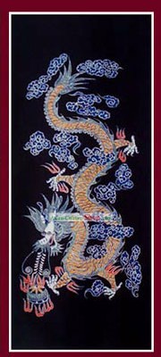 Mano China hizo Batik Colgando de Miao Tribu-Ancient Dragon