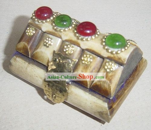 Tibet Yak Bone pietre preziose Jewelry Box