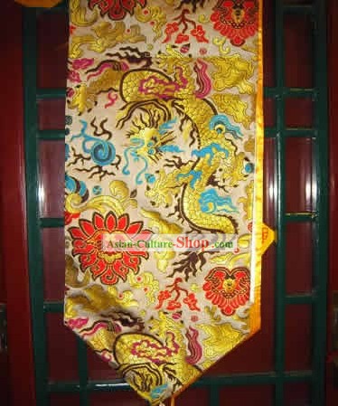 中国手作りゴールデンドラゴン刺繍のテーブルクロス