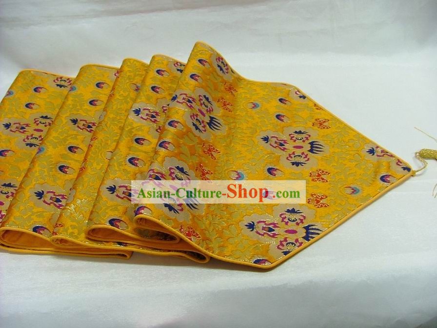 Chinesische Handmade Stickerei Golden Daisy Blume Seide Table Cloth