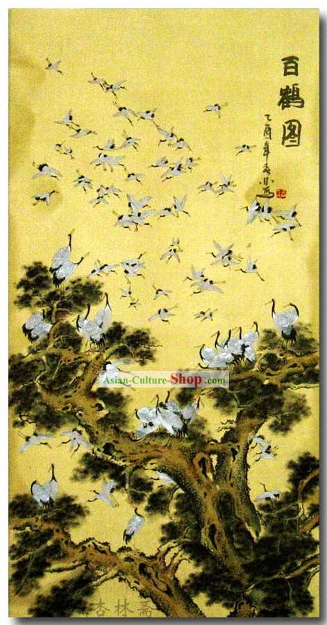 クレーンの中国古典伝統的な絵画、何百もの