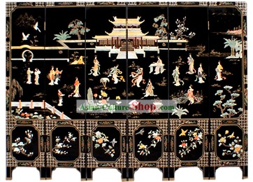 Fatto a mano cinese lacca Ware Screen-Antica Fairies