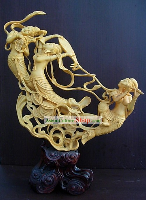 Sculpté à la main chinoise antique Sculpture-Ange volant