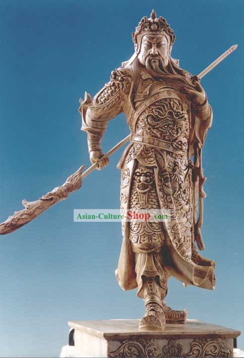 Chino clásico de madera Estatua Guan Gong