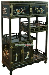 Laque chinoise Palais Ware Cabinet-Fleur, Bird et Beauté