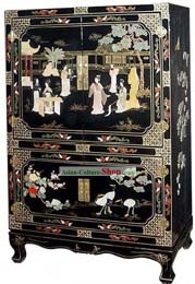 Chinois classique Lacquer Ware Cabinet Palais Beauties