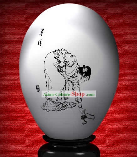 Chinese Wonder Hand Painted Colorful Egg-Jade Girl of The Dream of Red Chamber