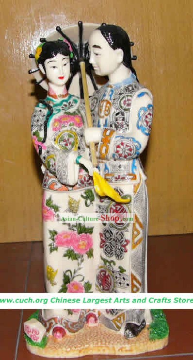 Hand Made chinoise Colophane Statue antique-Amour