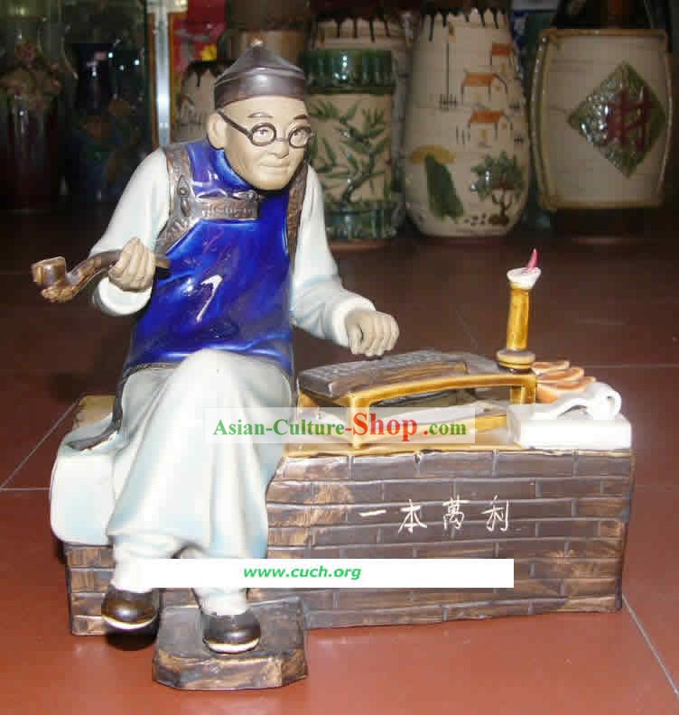 Hand Made Shi Wan Céramique statue antique-propriétaires fonciers à tenir les comptes