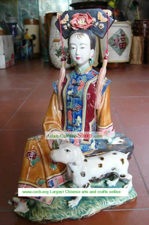 Hand Made Shi Wan Ceramica Statua-Dinastia Qing Principessa