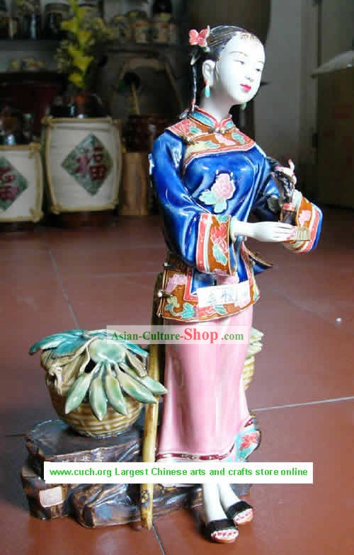 Hand Made Shi-Wan Ceramica Statua Happy Life