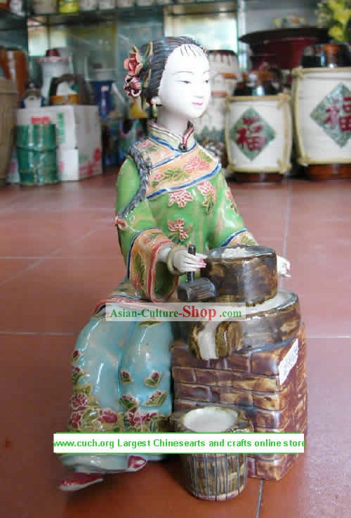 Hand Made Shi Wan Statue Céramique-impératrice Sourire