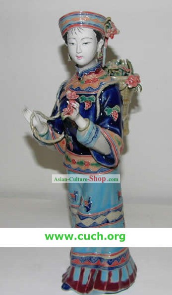 Fabriqué à la main chinoise Shi Wan Céramique Statue Femme Pays-