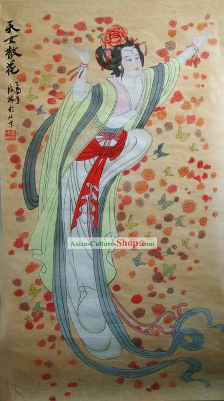 中国の伝統的絵画 - 天のメイド散乱の花