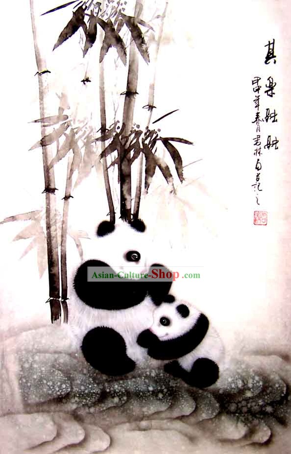 Lavez classique chinoise Peinture-Panda de Chine