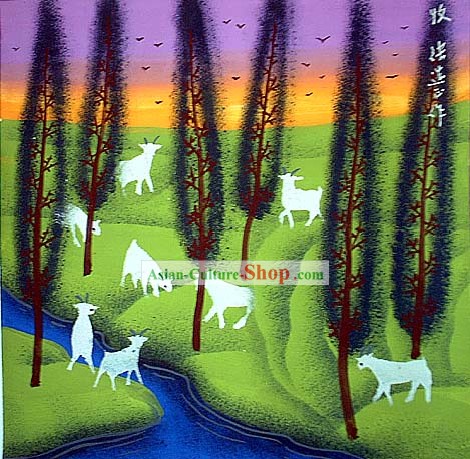 Fermier Shan Xi Folk Peinture-Herd