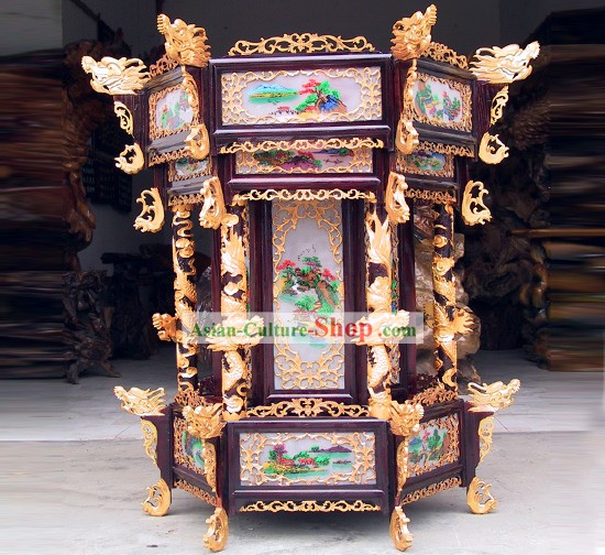 Grande mano cinese classico made palazzo lanterna ottagonale Dragons