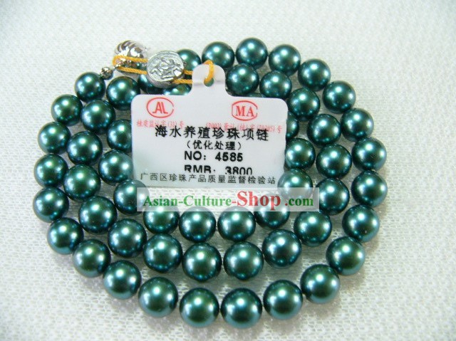 Nobel Peacock hada verde de agua dulce collar de perlas