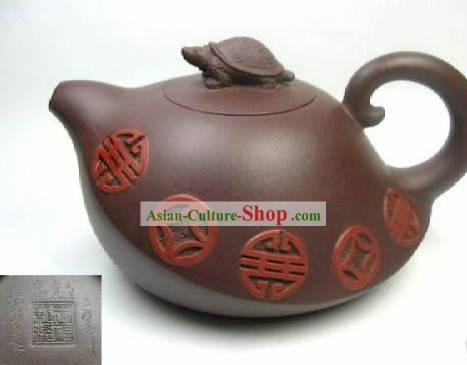 Chinese Classic Zisha Keramik Teekanne-Antike Münzen