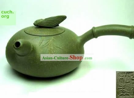 Chinese Hand Made Perfekte Green Clay Teekanne