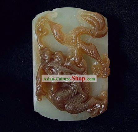 Dragon chinois Hetian Bouton Ceinture de jade