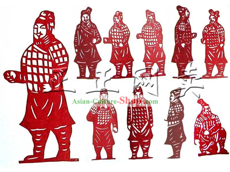 Tradicional China Terra Cotta Warrior Papercut 10 piezas Set