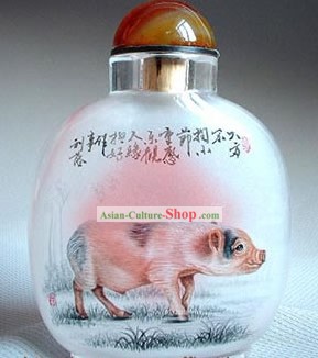 Snuff Bottles Mit Innen Painting Chinese Zodiac Series-Pig