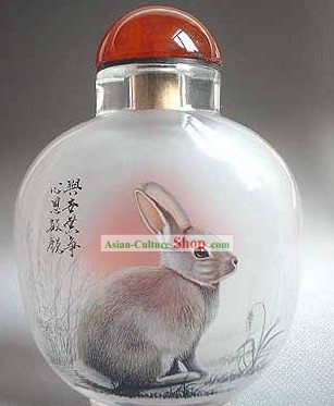 Snuff Bottles Mit Innen Painting Chinese Zodiac Series-Rabbit1