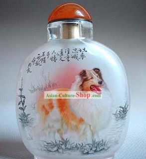 Snuff Bottles Mit Innen Painting Chinese Zodiac Series-Dog 1