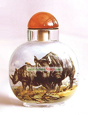 Bottiglie tabacco da fiuto con dentro la pittura cinese Animale Serie Rhinoceros