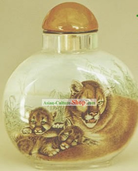 Snuff Bottles Mit Innen Malerei chinesische Tier Series-Leopard Familie