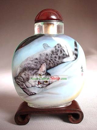 Bottiglie tabacco da fiuto con dentro la pittura cinese Animale Serie-Cat