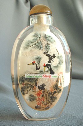 Bottiglie tabacco da fiuto con dentro la pittura Uccelli Serie-Crane coppia