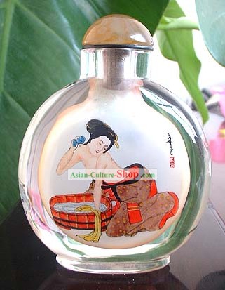 Snuff Bottiglie con dentro la pittura dei caratteri della Serie-Cinese antica bellezza al bagno