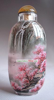Inside絵画の風景シリーズ - 桃の滝のあるスナッフボトル