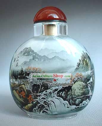 Snuff бутылки с внутренней пейзажная живопись серия-китайской деревне