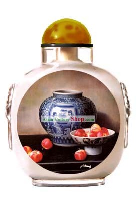 Snuff бутылки с внутренней Картина Натюрморт Серия-китайского фарфора Шарм